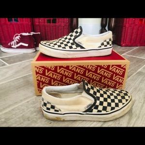 Checkered slip on vans